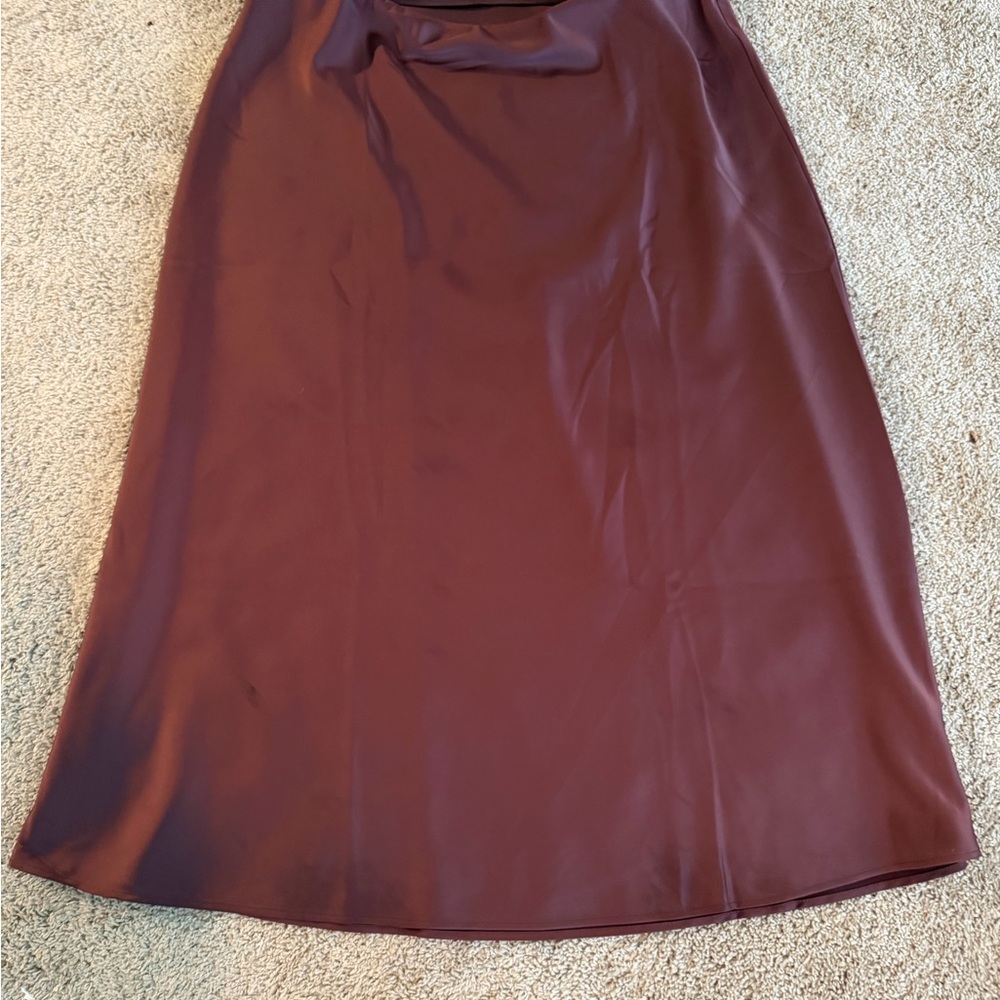 H&M Satin Maxi Skirt in Deep Wine